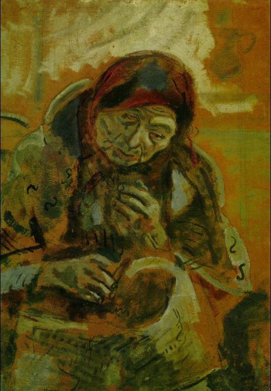 Anciana con un ovillo de lana contemporáneo Marc Chagall Pintura al óleo